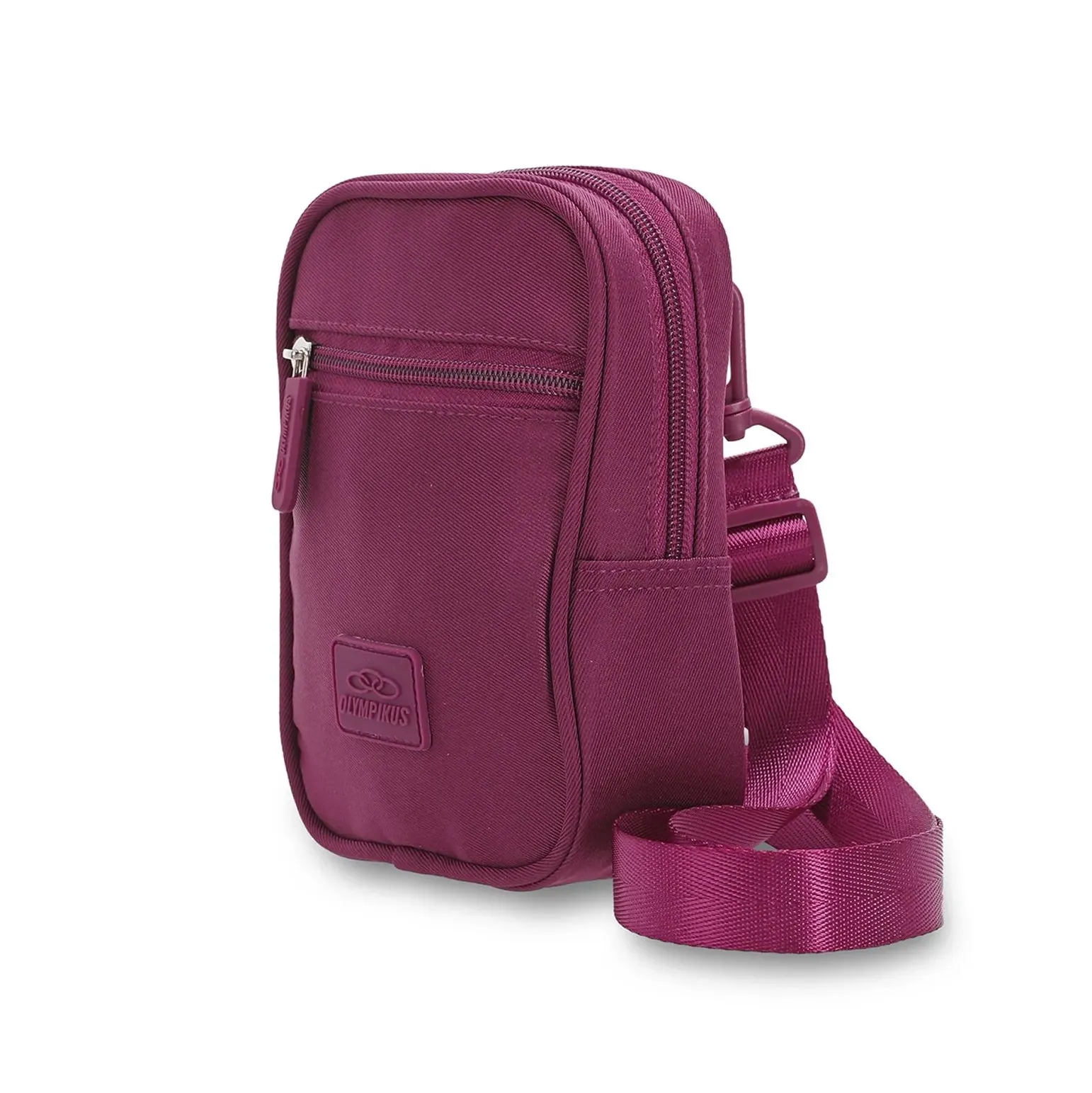 Bolsa Olympikus bordô vista 3/4 mostrando profundidade e compartimentos com zíper